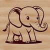Large grey African elephant standing on a plain background.