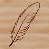 An isolated vector graphic of a lone feather with smooth lines and shapes.