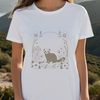 Whimsical Ferret Silhouette in Floral Setting A cute ferret standing on its hind legs amidst a simple floral pattern.