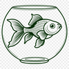 Free Fish Bowl Clip Art SVG A simple illustration of a goldfish in a fish bowl.
