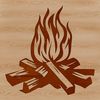 Cozy Campfire Circle A group of flames rising from the center of a campfire surrounded by a circle, suitable for outdoor camping.