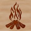 A stylized illustration of a campfire surrounded by flames, perfect for outdoor-themed designs.