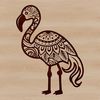 Ornate Feathered Wildlife Design A stylized illustration of a flamingo with ornate feathers.