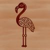An illustration of a flamingo wading in the wild.