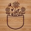 Wildflower Motif Clip Art Pocket A detailed, high-quality floral design featuring a pocket with wild flower motifs.