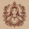 Heartful Floral Design An illustration of the Immaculate Heart, a floral design featuring a heart symbol with delicate petals.
