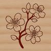 Free SVG Cherry Blossom Design A detailed illustration of a single cherry blossom in full bloom, featuring five petals and a delicate stem.
