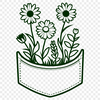 Wildflower Pocket SVG Design A floral design featuring a pocket with a stylized wild flower motif, suitable for digital cutting machines like Cricut.