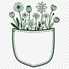 Whimsical Wildflower Pouch Illustration A stylized illustration of a pocket with floral elements, suitable for vector designs and crafts.