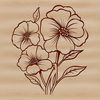 Beautiful Bloom Clip Art A colorful illustration of a single wild flower in full bloom, with green leaves and stems.
