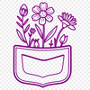 Delicate Floral Pouch Design A detailed vector design of a flower pocket with intricate details, ideal for crafting and DIY projects.