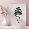 Waffle Wonder Icon A stylized graphic representation of a cold dessert treat in a waffle cone.