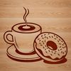 Donut in a Cup Illustration A classic donut in a paper cup on a table.