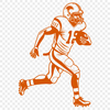 American football player in action, wearing a helmet and protective gear.
