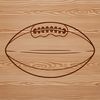An illustration of an American football with white laces and a brown leather texture.