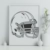 An illustration of a football helmet with an American football attached to the front, designed in vector format.