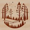 Tree Line Landscape Illustration An SVG graphic depicting a dense forest scene featuring multiple tree trunks and branches.