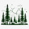 Forest Floor Illustration in Vector Format A detailed illustration of a forest landscape with various trees in the background.