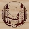 Free Forest Clip Art for Personal Use A vector graphic representation of a lush forest landscape featuring multiple trees and vegetation.
