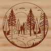 A digitally rendered illustration of a lush forest landscape with trees and foliage.