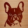 Whimsical French Bull Terrier Line Art A cute French Bulldog's head with wrinkled skin, depicted in a simple line art style.