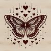 Colorful butterfly with love hearts, vector graphic design element.