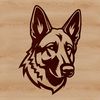 German Shepherd Head Silhouette SVG Design Close-up illustration of a German Shepherd's head featuring a vector design suitable for various cutting machines.