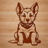 German Shepherd Clipart Image A depiction of a German Shepherd sitting on its haunches.