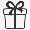 A minimalist digital illustration of a gift wrapped in a box with ribbon and bow.
