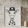 Tall Spot Pattern Illustration A tall savannah animal with spots and a long neck, wearing a small hat.