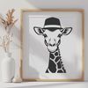 Giraffe Silhouette with Hat Illustration A high-quality illustration of a giraffe wearing a hat, suitable for vector design and cutting machine projects.