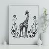 Tall Safari Animal A tall, spotted giraffe standing in a grassland habitat.