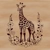 Giraffe Illustration with Floral Patterns A high-quality vector illustration of a giraffe with floral patterns, suitable for various designs and crafts.