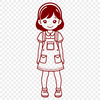 Young Girl Illustration in Simple Design Style A digital illustration of a young girl in a simple design style suitable for vector graphics.