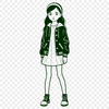 Beautiful Casual Girl Illustration A young girl with long hair in a casual pose.