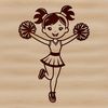 A young female cheerleader posing in a sporty outfit, with a vector illustration style.