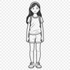 Line Art Girl Illustration A young girl illustrated as a simple line drawing with bold lines and shapes.