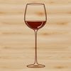 Vector art design of a wine glass with a refillable bottle in the background.
