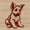 A high-quality vector illustration of a sitting German Shepherd dog breed.