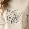 Simple Vector Goldfish Illustration A colorful goldfish swims in water, depicted as a simple vector graphic.