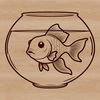 Colorful Goldfish in a Bowl Clip Art A small goldfish swimming in a clear fish bowl on a white background.