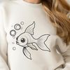Digital Pet Portrait - Goldfish Design A small, digital illustration of a goldfish in water, suitable for vector design and cutting machine applications.