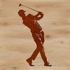 Simple Golf Outline Art A simple line drawing of a golf club and ball on a green grass, suitable for cutting out with a Cricut or laser cutter.