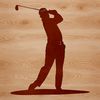 Simple Golf Illustration A simple line drawing of a golf club with ball on a green lawn.