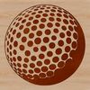 A detailed illustration of a golf ball on a grassy green, suitable for vector art design.