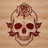 Gothic Rose Skull Vector Art An illustrated Gothic skull with a rose motif, created as a versatile vector graphic ideal for crafting and DIY projects.