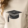 Education Symbols - Graduation Cap Icon A stylized graduation cap icon featuring a mortarboard and tassel, suitable for vector art designs in education settings.