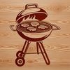 BBQ Grill Illustration for Graphic Design A detailed illustration of a charcoal grill with sizzling food, suitable for graphic design projects.