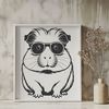 Cute Rodent Wearing Shades Design An illustration of a happy guinea pig wearing sunglasses as a fun pet design.
