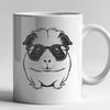 Guinea Pig in Cool Shades SVG illustration of a smiling guinea pig wearing trendy sunglasses as a fun pet accessory.